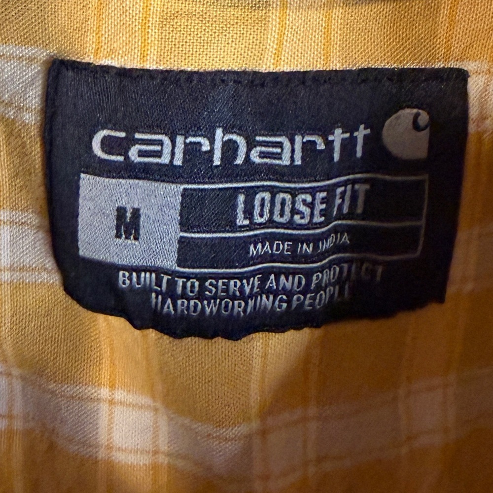 Carhartt Plaid Short Sleeve Button Up Shirt Men’s Medium Loose Fit Workwear - Picture 4 of 4